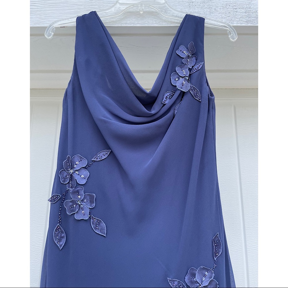 Xscape Joanne Chen Periwinkle Chiffon Beaded Formal Dress Size 4 - Picture 2 of 3